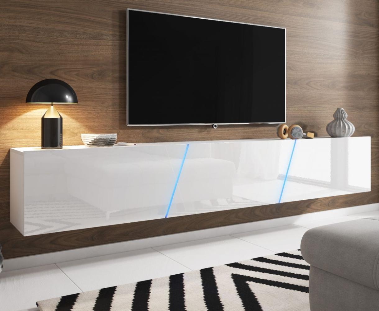 TV Lowboard 'Space' mit LED-Beleuchtung, weiß Hochglanz, 240 x 35 x 40 cm Bild 1