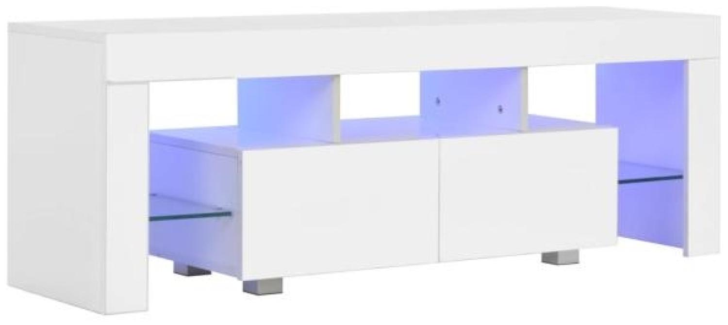 vidaXL TV-Schrank mit LED-Leuchten Hochglanz-Weiß 130 x 35 x 45 cm Bild 1