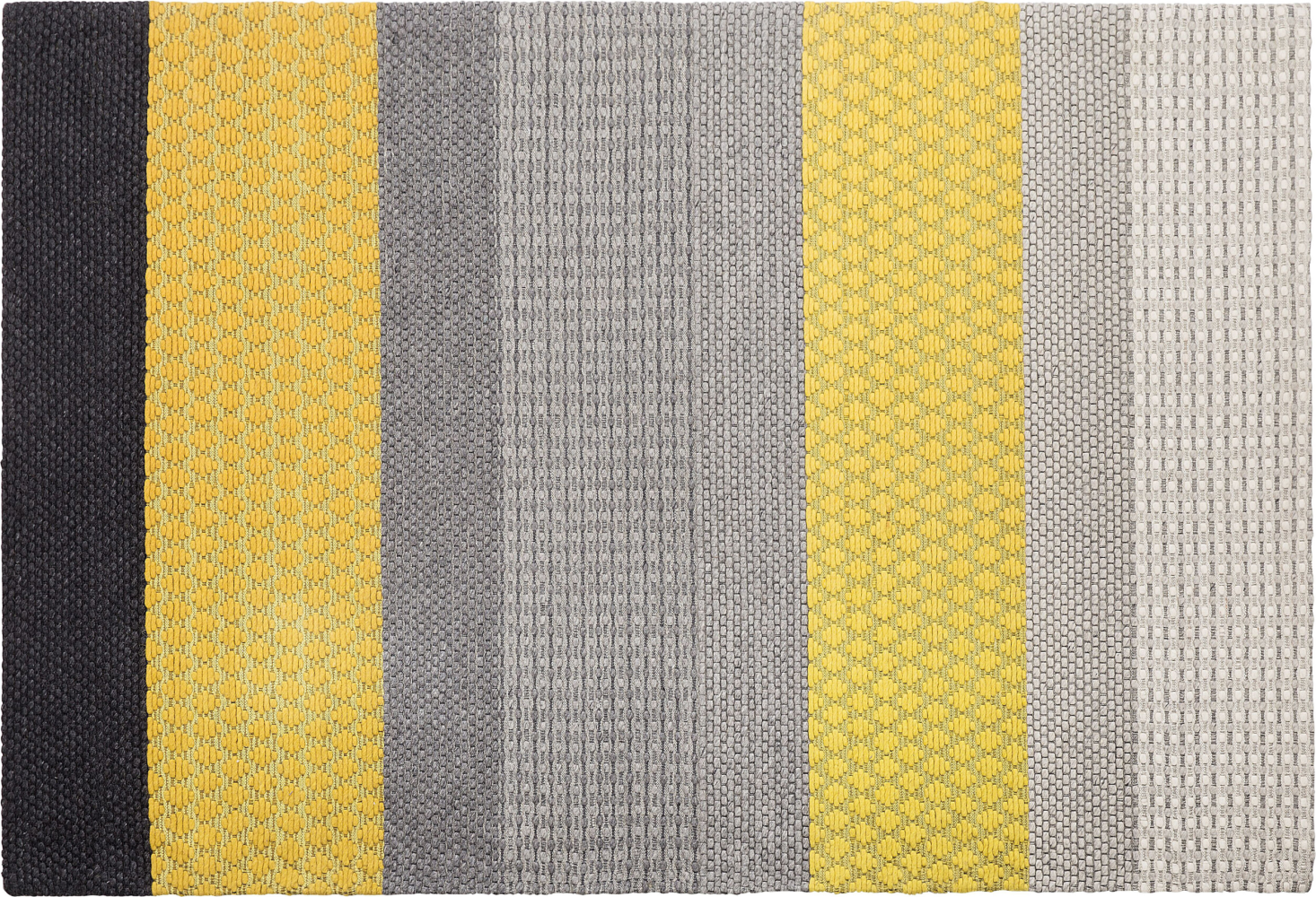 Teppich Wolle grau / gelb 160 x 230 cm Streifenmuster Kurzflor AKKAYA Bild 1