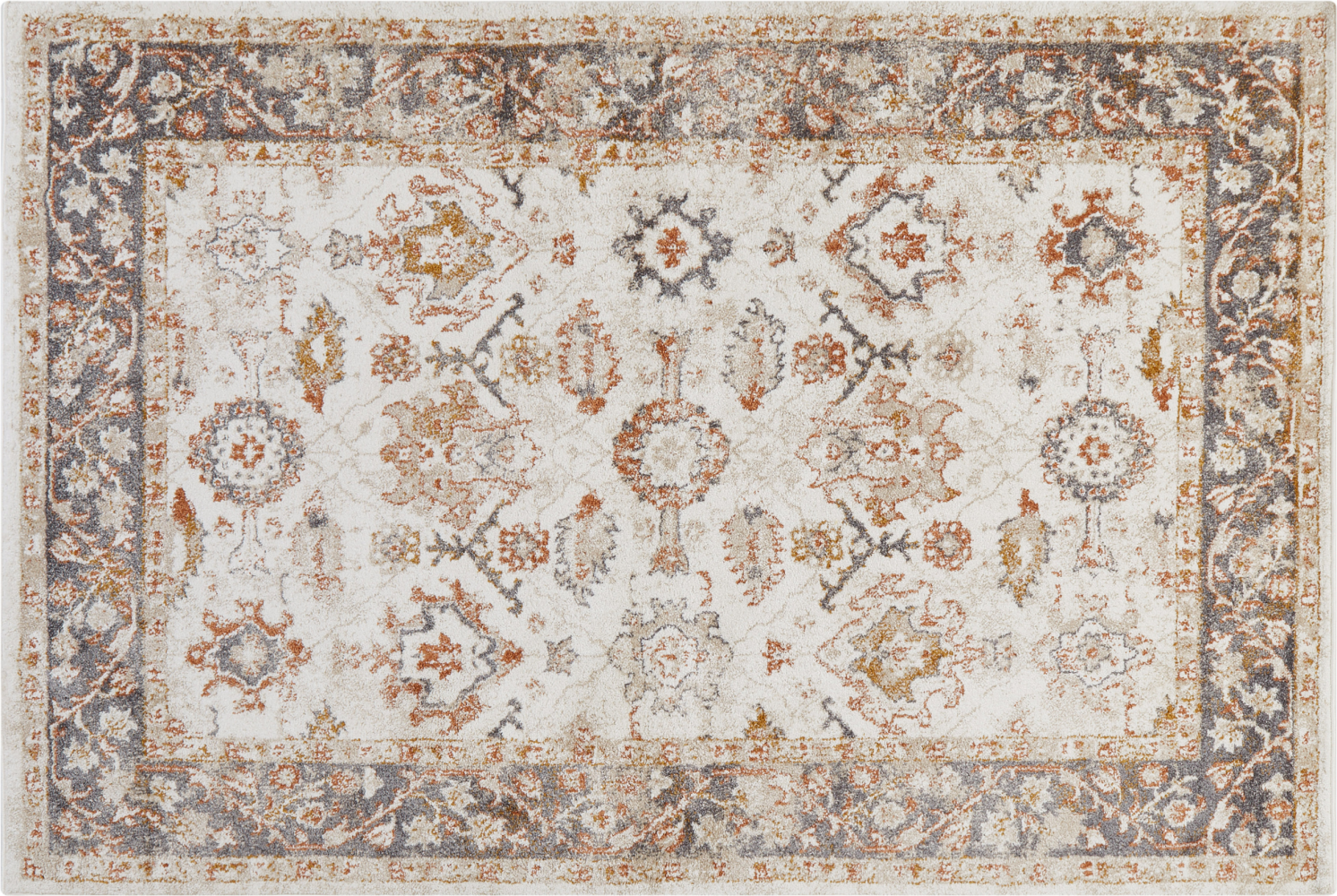 Teppich beige 200 x 300 cm orientalisches Muster Kurzflor NURNUS Bild 1