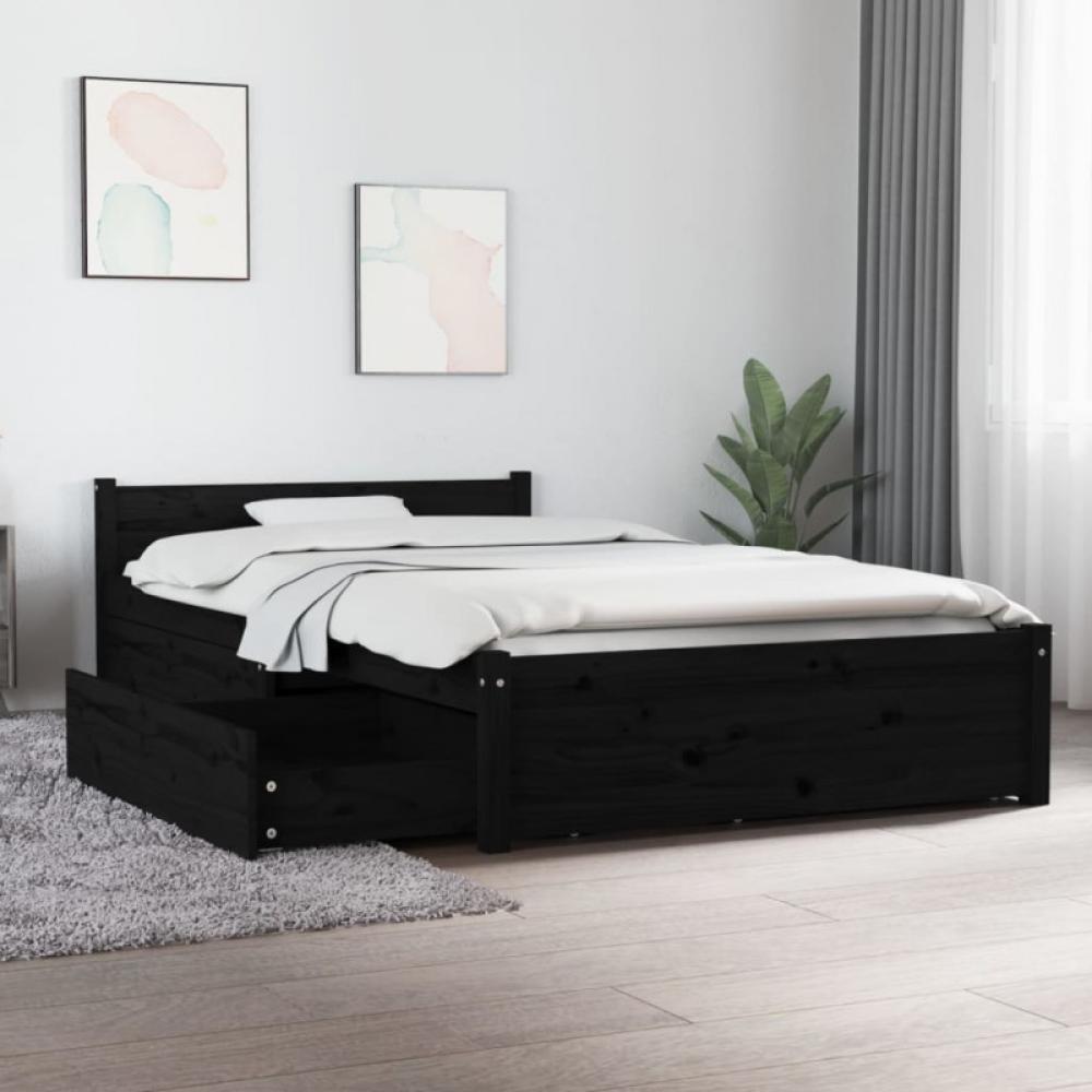 Bett mit Schubladen Schwarz 90x200 cm [3103487] Bild 1