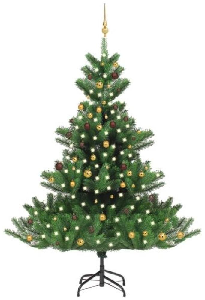 vidaXL Künstlicher Weihnachtsbaum Nordmann LED & Kugeln Grün 240 cm, Mit Beleuchtung [3077562] Bild 1