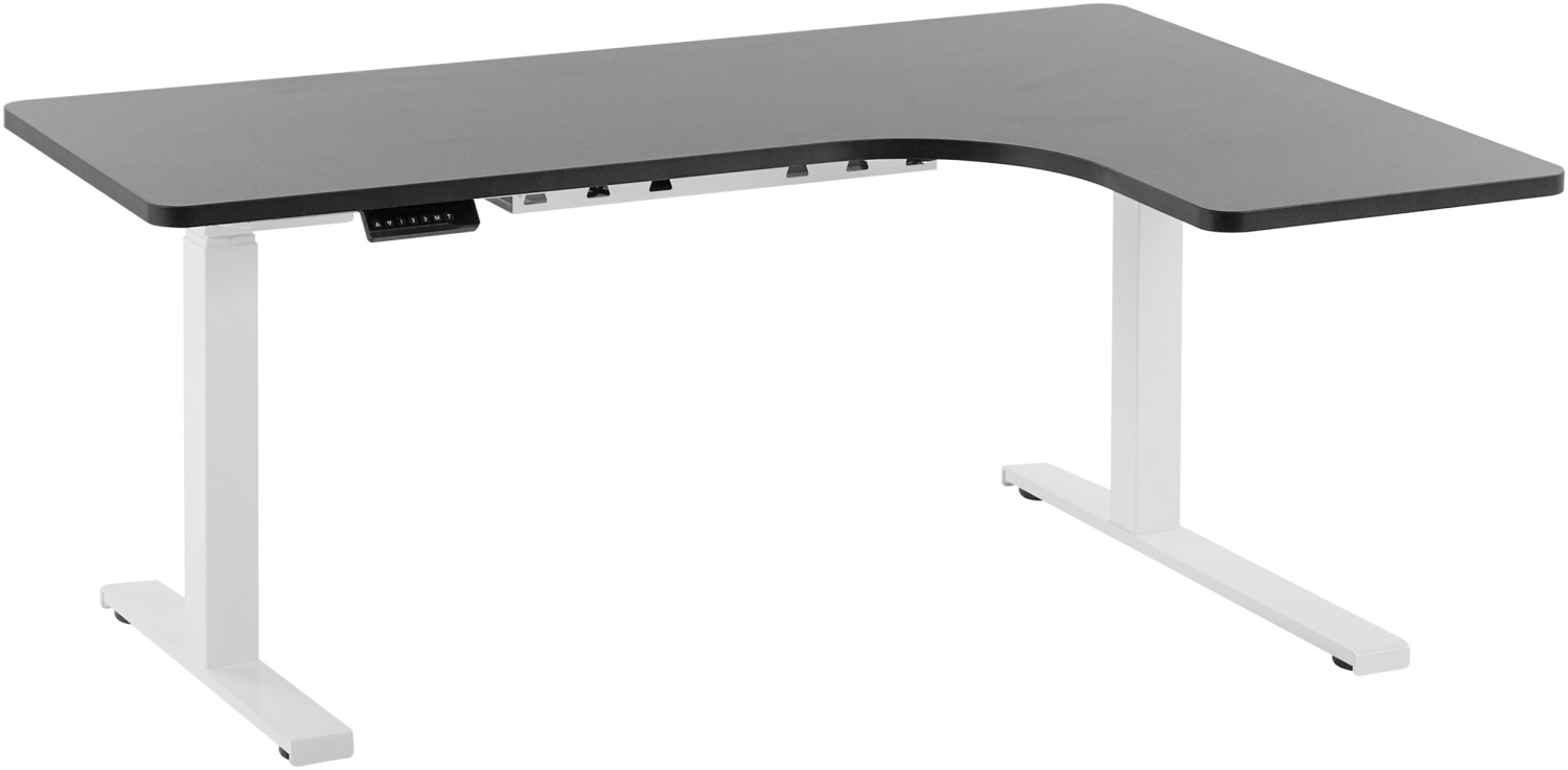 Schreibtisch elektrisch höhenverstellbar, rechtsseitig, Schwarz Spanplatte, 65-131 x 160 x 110 cm Bild 1