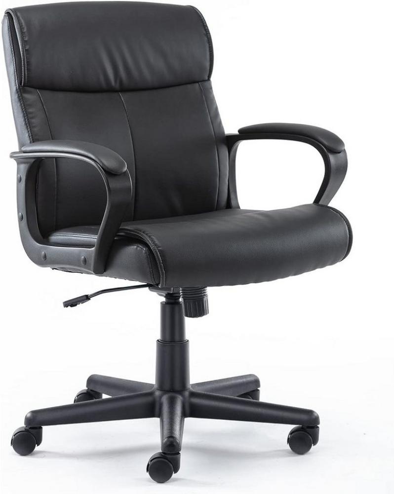 DUMOS Chefsessel Bürostuhl, Pu-Leder Office Chair, Drehstuhl mit 360° Drehbaren Rollen, Höhen- und Neigungsverstellung, gepolstertes Leder Bild 1