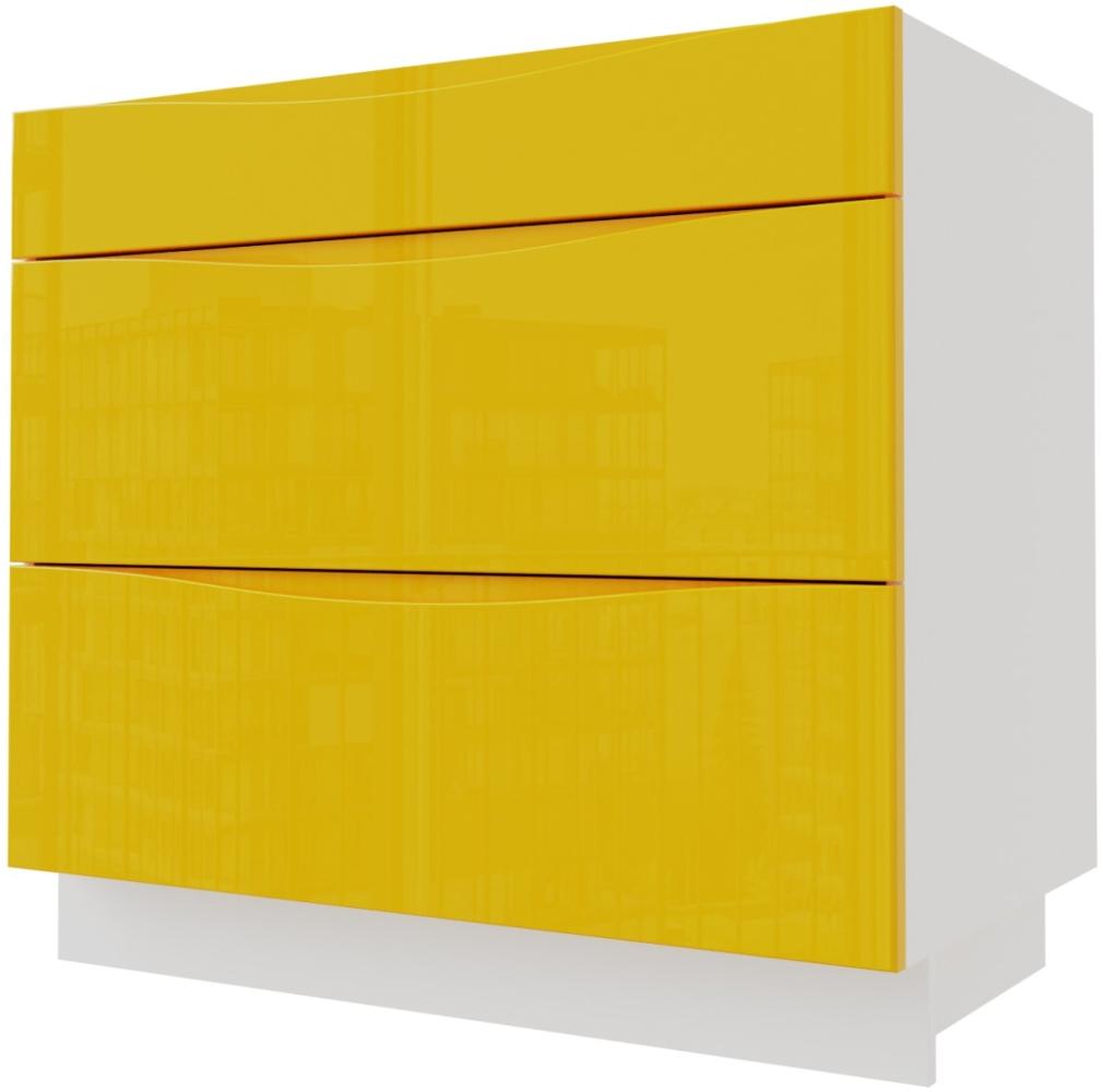 Schubladenunterschrank NAPOLI 90x50x82cm Rejs Vollauszug grifflos lackiert Farbe wählbar (NA-D3R/90) Bild 1