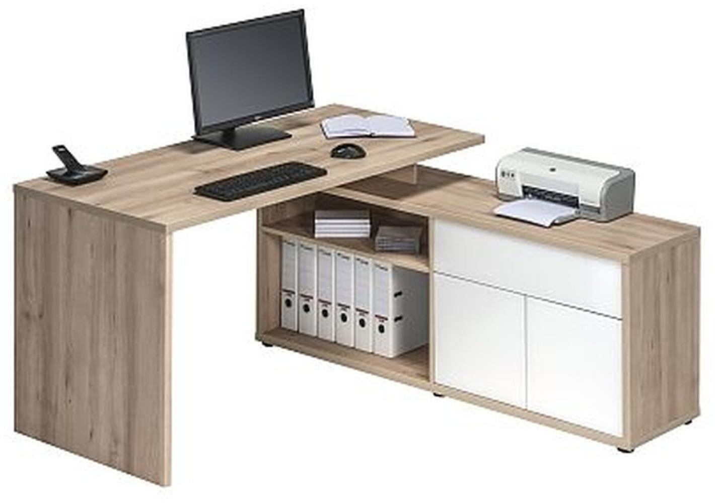 Maja Schreibtisch und Computertisch 40202656 Maße 1530 x 750 x 1490 mm Edelbuche - weiß Hochglanz Bild 1