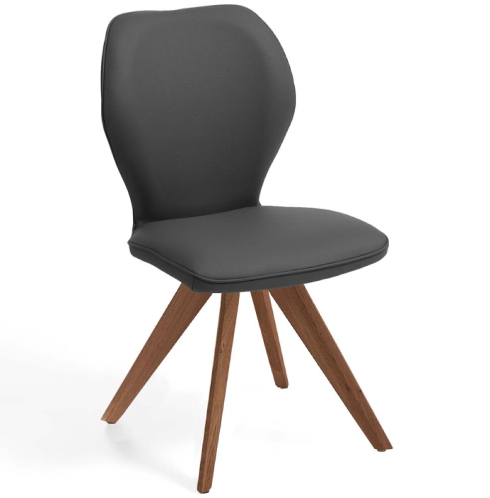 Niehoff Sitzmöbel Colorado Trend-Line Design-Stuhl Wild-Nussbaum/Leder - 180° drehbar Napoli anthrazit Bild 1