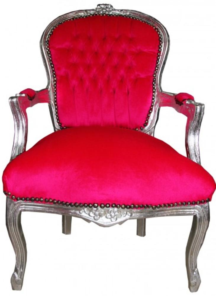 Casa Padrino Barock Salon Stuhl Mod1 Pink / Silber Bild 1
