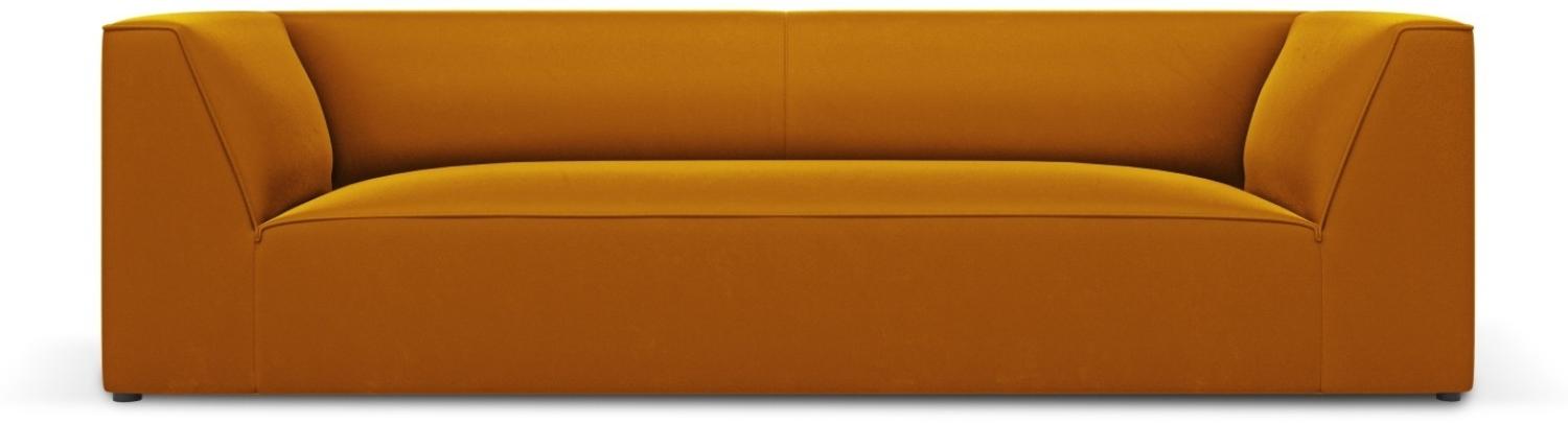 Micadoni 3-Sitzer Samtstoff Sofa Ruby | Bezug Yellow | Beinfarbe Black Plastic Bild 1