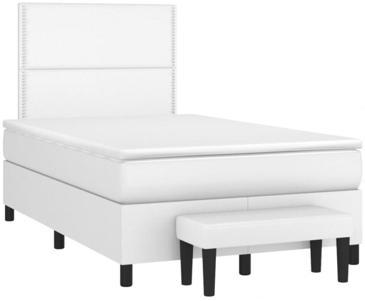 Boxspringbett mit Matratze Weiß 120x190 cm Kunstleder (Farbe: Weiß) Bild 1