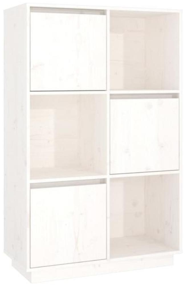 Highboard Weiß 74x35x117 cm Massivholz Kiefer Bild 1