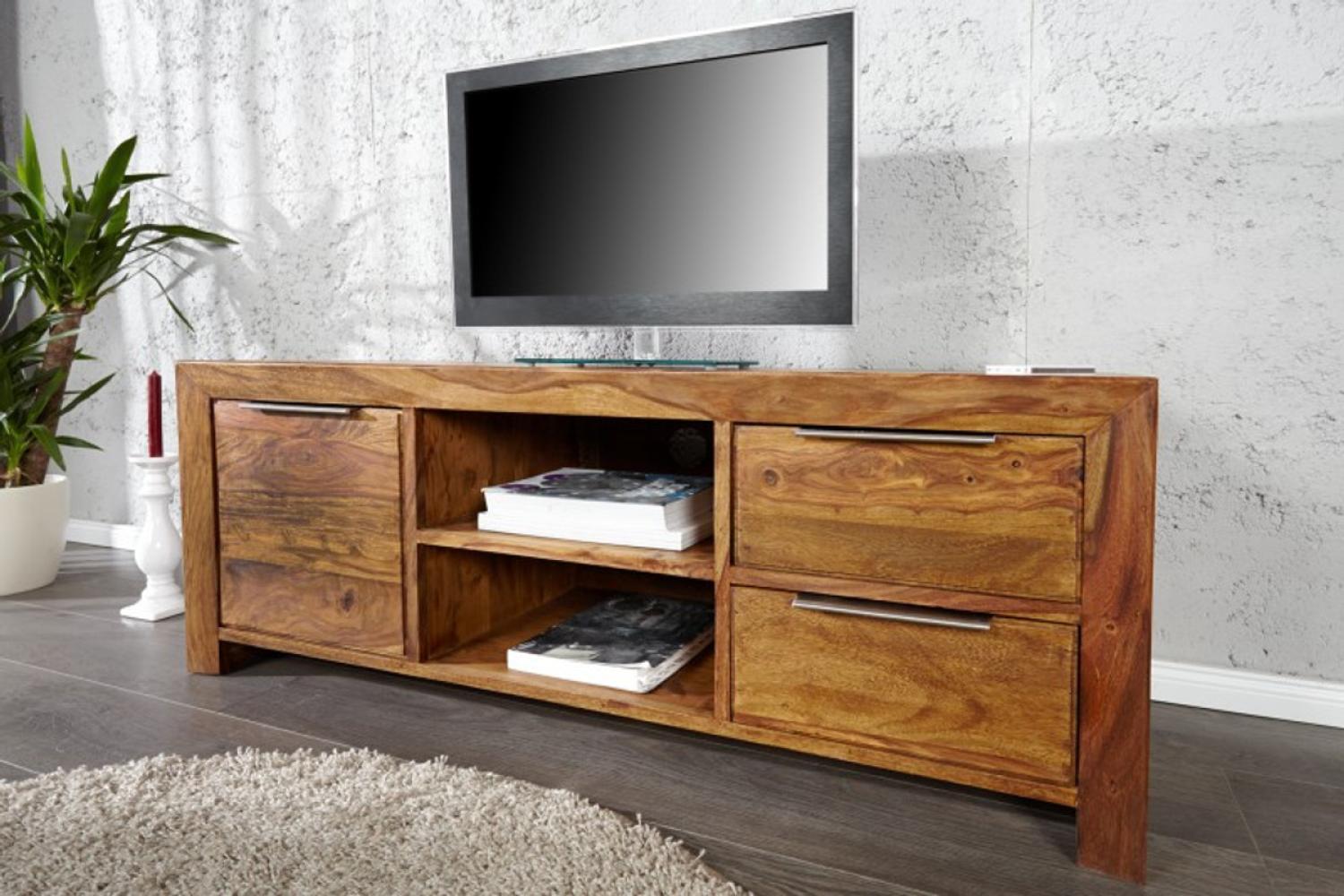 Casa Padrino Luxus Fernsehschrank Natur B. 135 x H. 50 x T. 45 - Sideboard - Kommode - Handgefertigt Massivholz! Bild 1