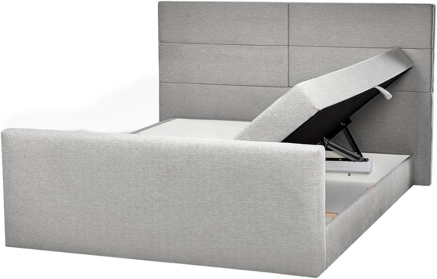 Boxspringbett Polsterbezug hellgrau mit Bettkasten hochklappbar 180 x 200 cm ARISTOCRAT Bild 1