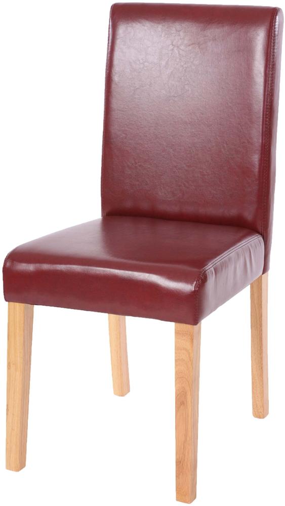 Esszimmerstuhl Littau, Küchenstuhl Stuhl, Kunstleder ~ rot-braun, helle Beine Bild 1