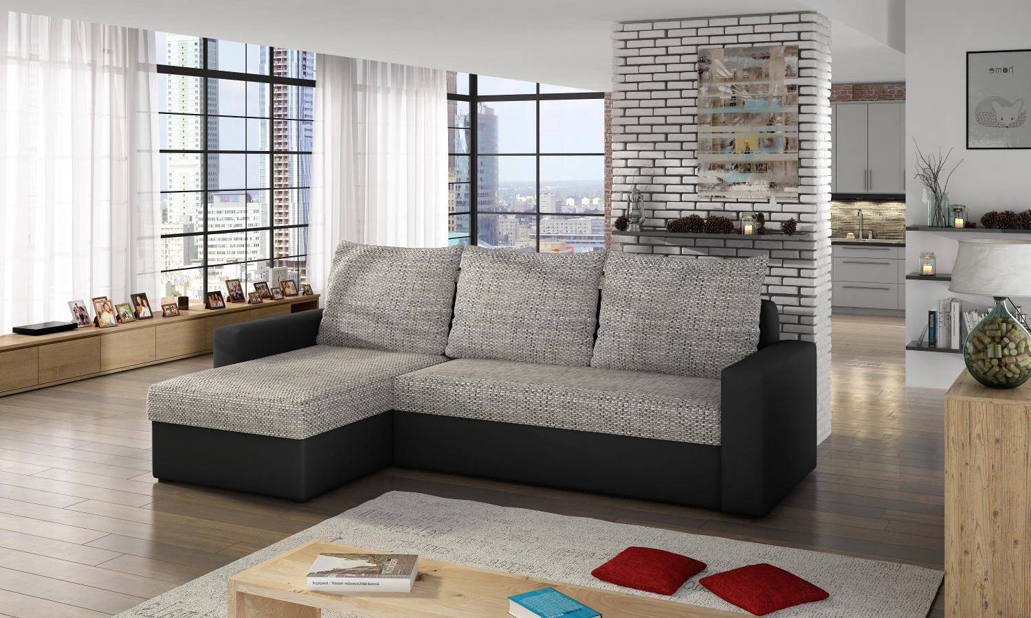 Sofa L-Form Livio-P beidseitig - mit Schlaffunktion - Grau Bild 1