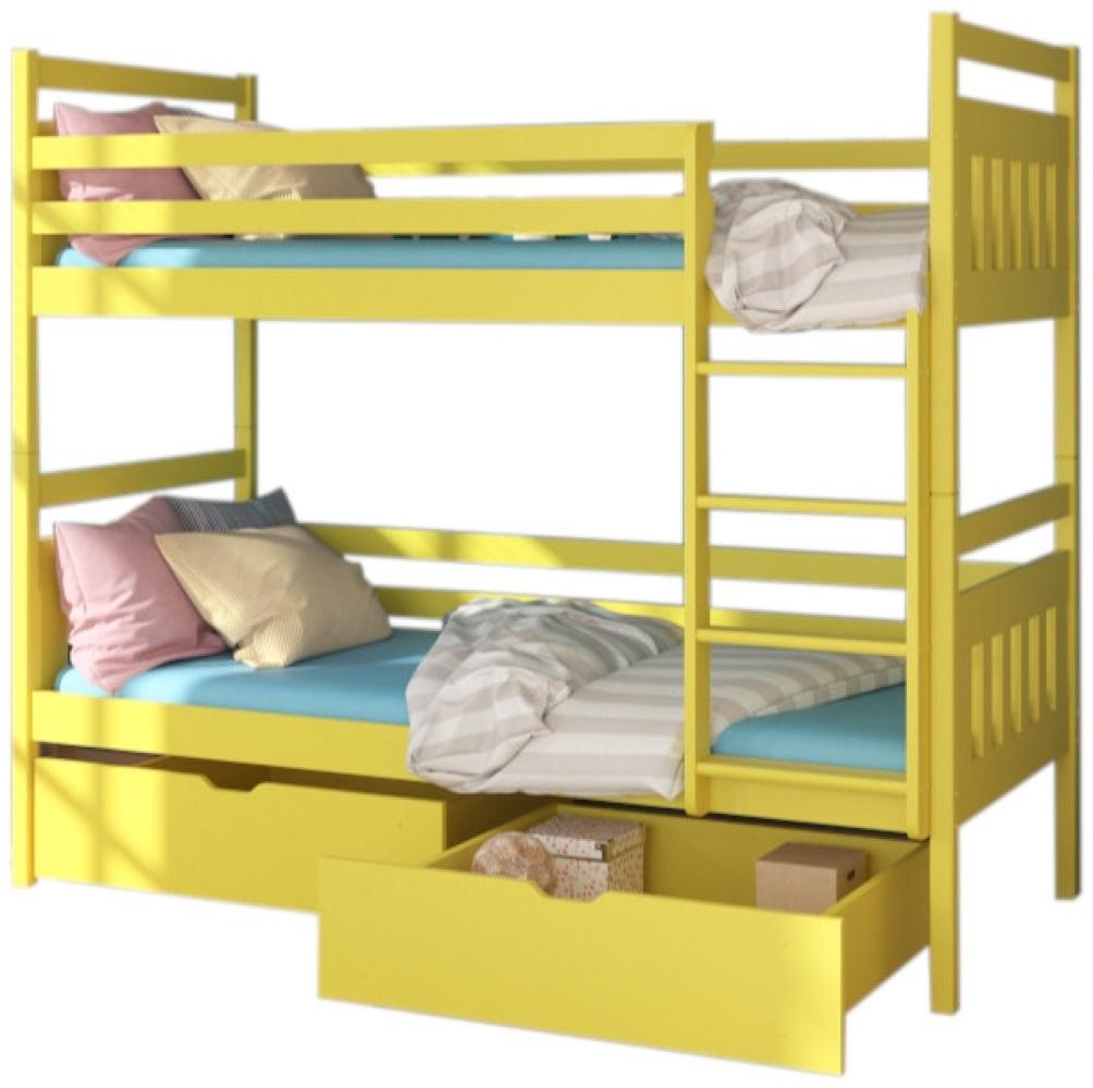 Etagenbett für Kinder PANDA + 2 Matratzen, 80x200, gelb Bild 1