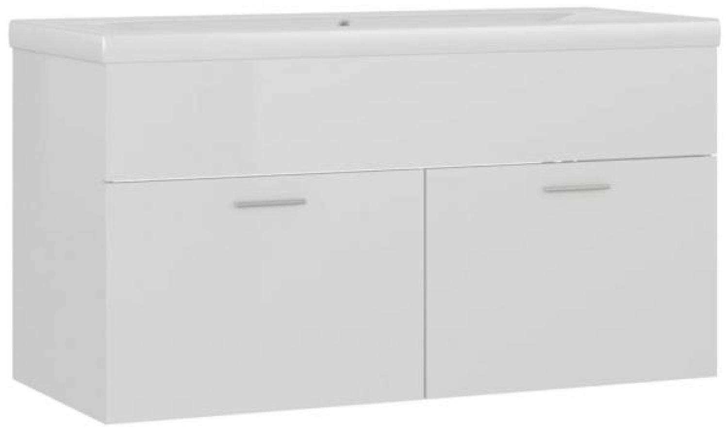 vidaXL Waschbeckenunterschrank Einbaubecken Hochglanz-Weiß Spanplatte [3070844] Bild 1