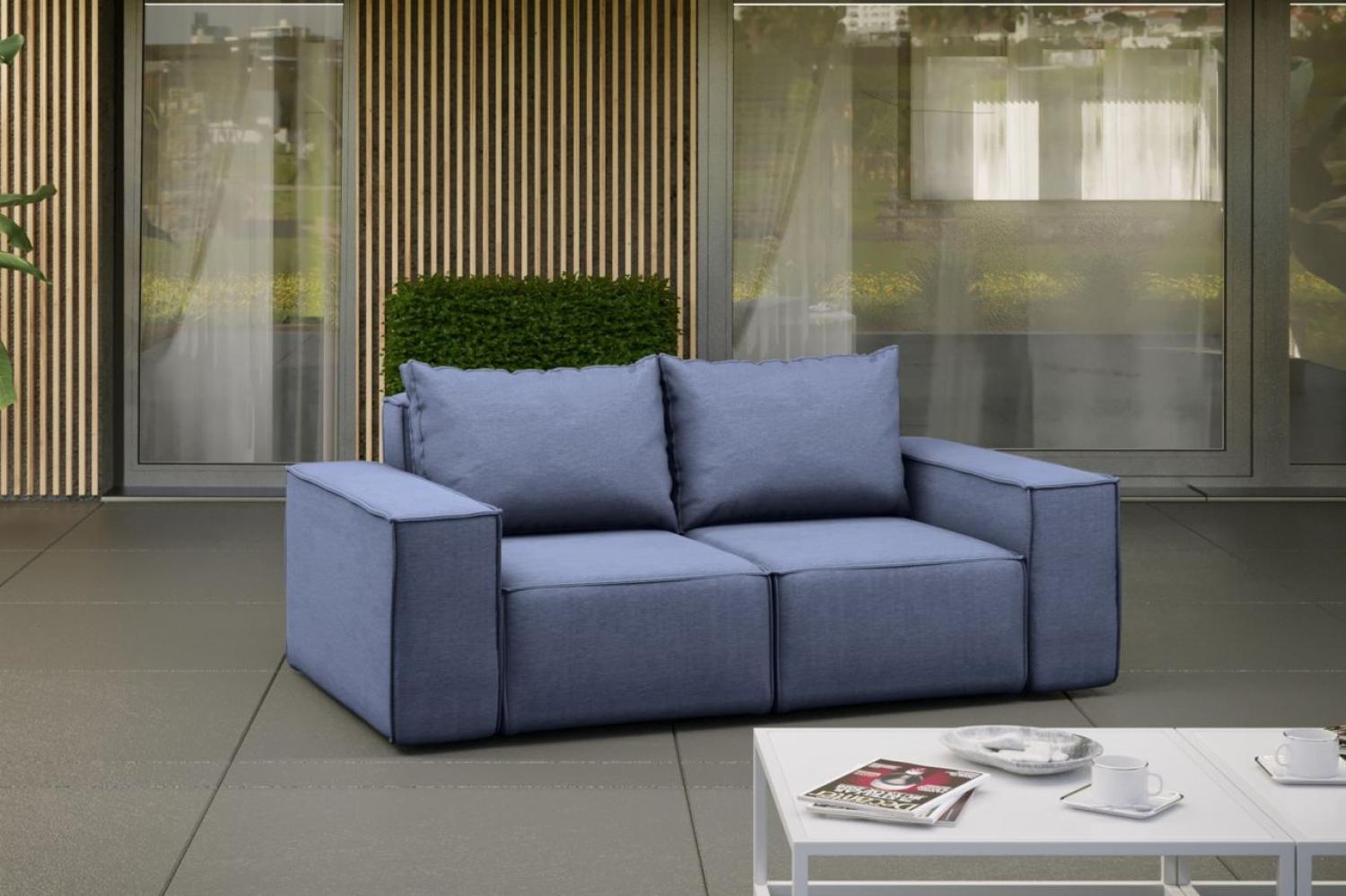 Gartensofa Loungesofa Sofa 2-Sitzer GARDENT wetterfester Stoff NXL Blau Bild 1