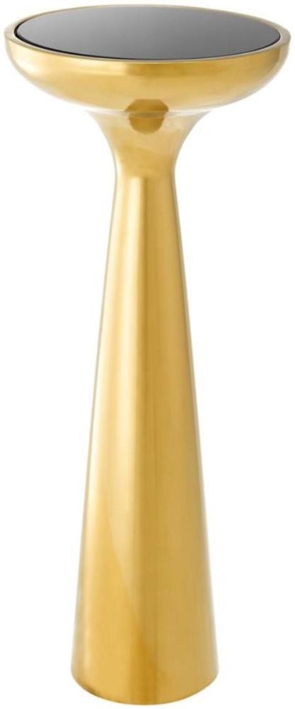 Casa Padrino Luxus Edelstahl Beistelltisch mit Glasplatte Gold / Schwarz Ø 29 x H. 71,5 cm - Hotel Möbel Bild 1