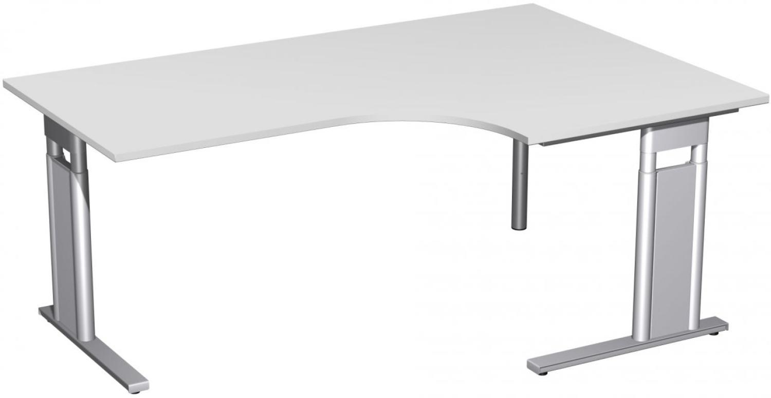 PC-Schreibtisch rechts, höhenverstellbar, 180x120cm, Lichtgrau / Silber Bild 1