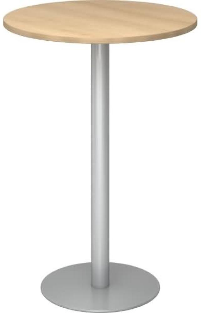 Stehtisch STH08 rund, 80cm, Eiche / Silber Bild 1