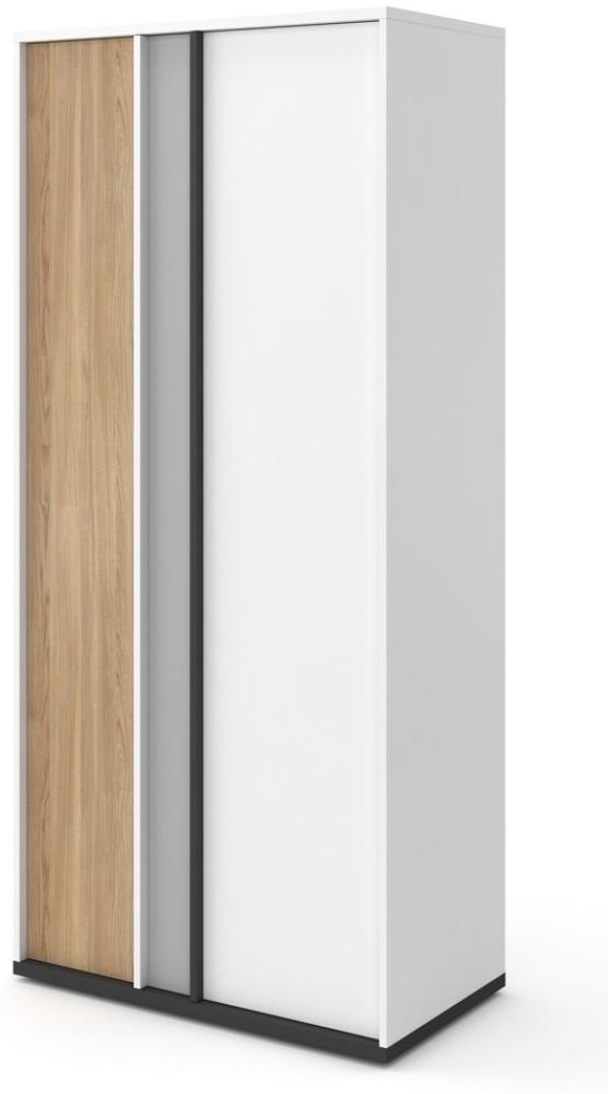 Kleiderschrank "Imola" Drehtürenschrank 90cm weiß graphit grau Salisbury Eiche Bild 1