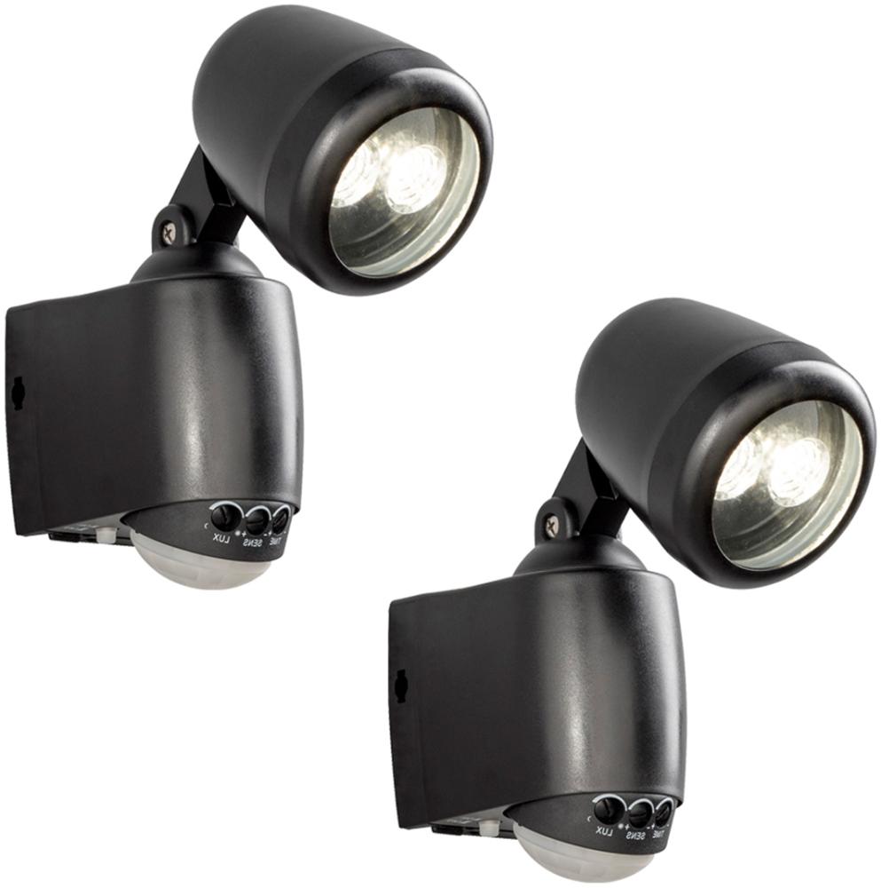 2er-Set LED Außenwandleuchte mit Bewegungsmelder & Batterie, Schwarz, H 20,5cm Bild 1
