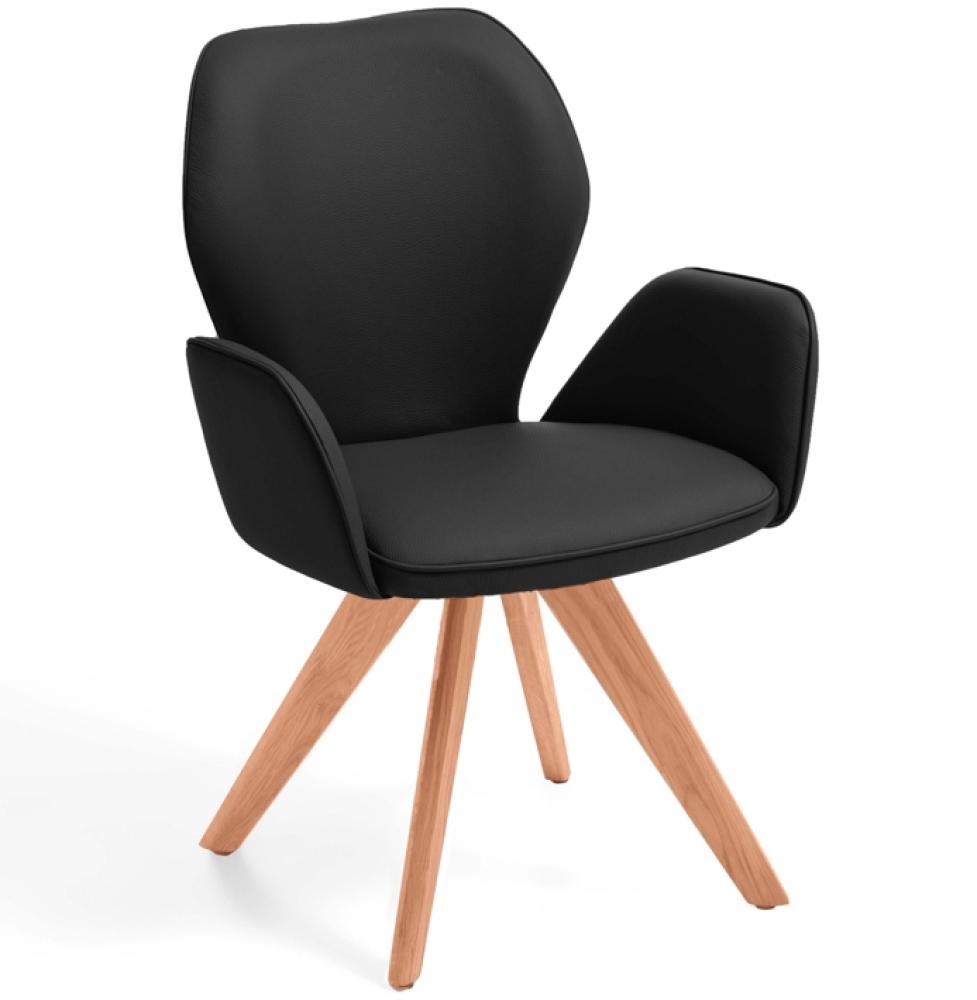 Niehoff Sitzmöbel Colorado Trend-Line Design-Armlehnenstuhl Kernbuche/Leder - 180° drehbar Napoli schwarz Bild 1