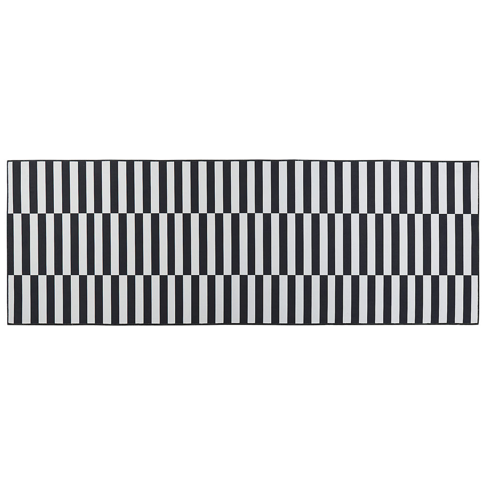 Teppich schwarz weiß 70 x 200 cm Streifenmuster Kurzflor PACODE Bild 1