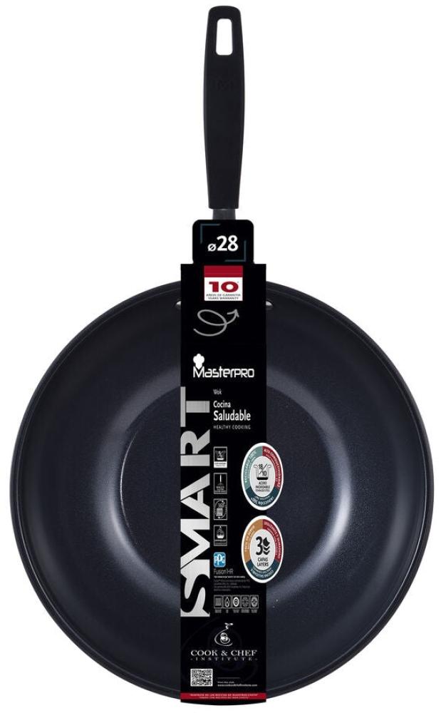 Wok Pfanne Masterpro SMART MP Schwarz/Silberfarben Geschmiedetes Aluminium Ø 28 cm Bild 1