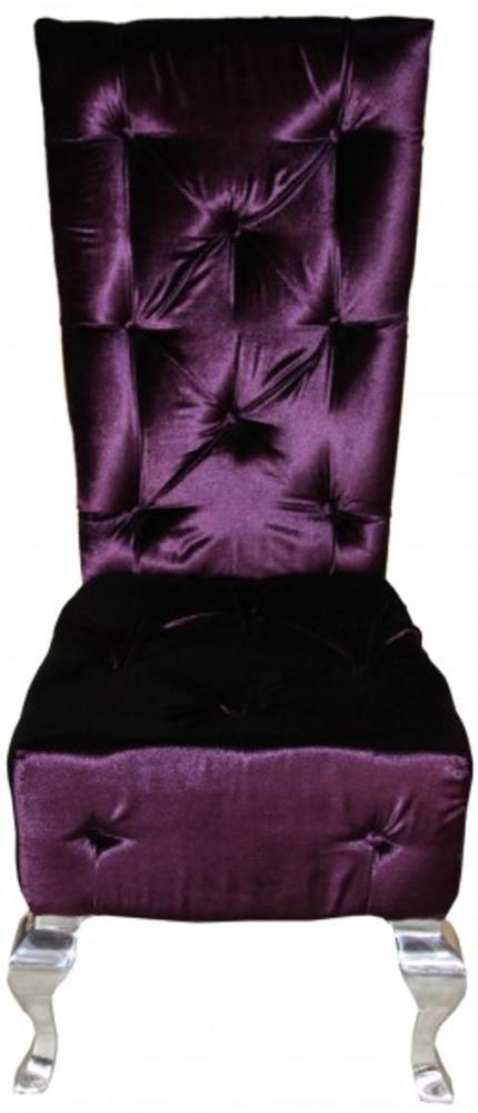 Casa Padrino Barock Esszimmer Stuhl Lila / Silber - Designer Stuhl - Luxus Qualität Hochlehner Hochlehnstuhl Bild 1