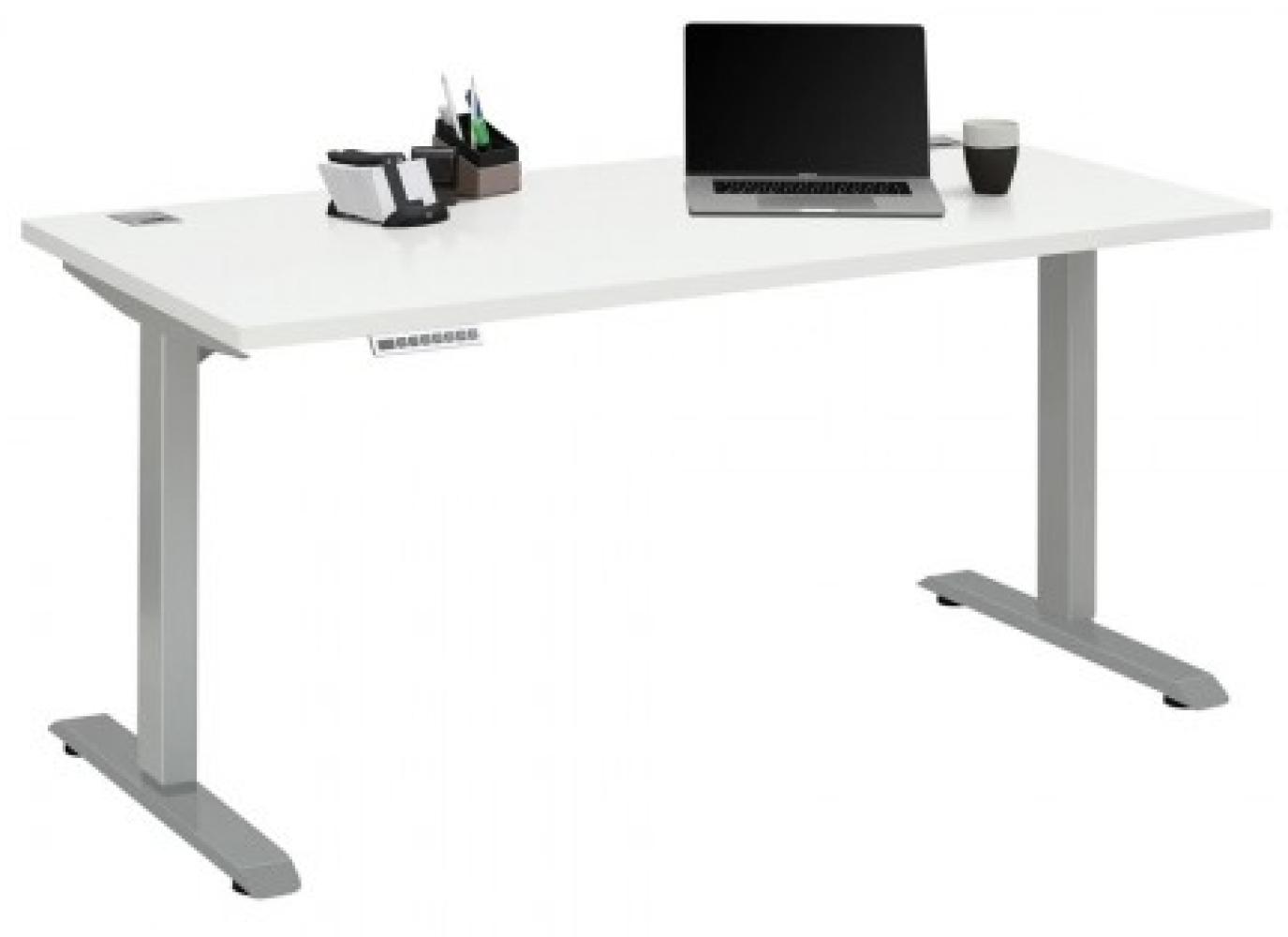 Maja Höhenverstellbarer Schreibtisch 5504 Metall platingrau - weiß matt Bild 1