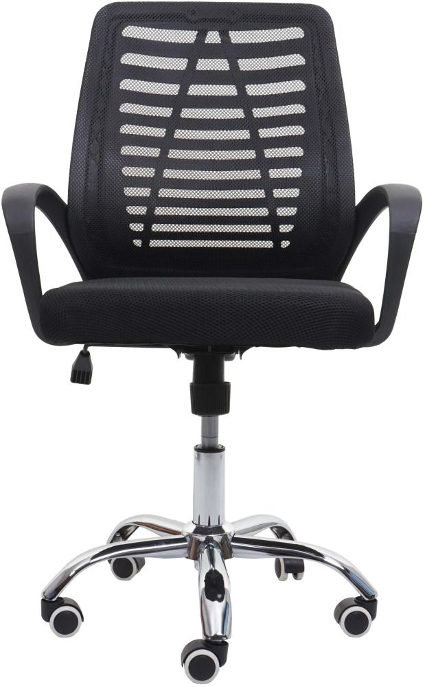 Bürostuhl HWC-L44, Schreibtischstuhl Computerstuhl, ergonomische Rückenlehne, Netzbezug Stoff/Textil ~ schwarz Bild 1