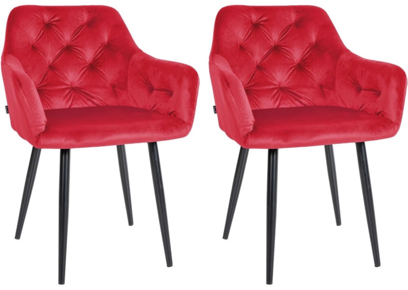 2er Set Esszimmerstühle Stanley Samt (Farbe: rot) Bild 1