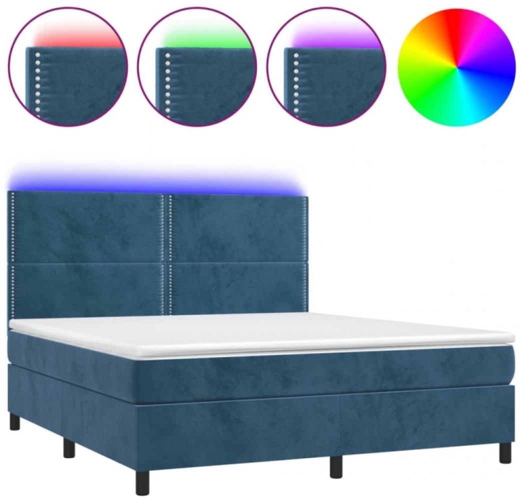 vidaXL Boxspringbett mit Matratze & LED Dunkelblau 160x200 cm Samt Bild 1