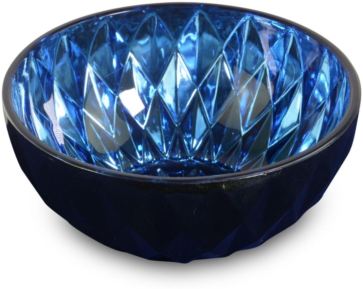 Riffelmacher Schale Diamantform aus Glas blau Bild 1