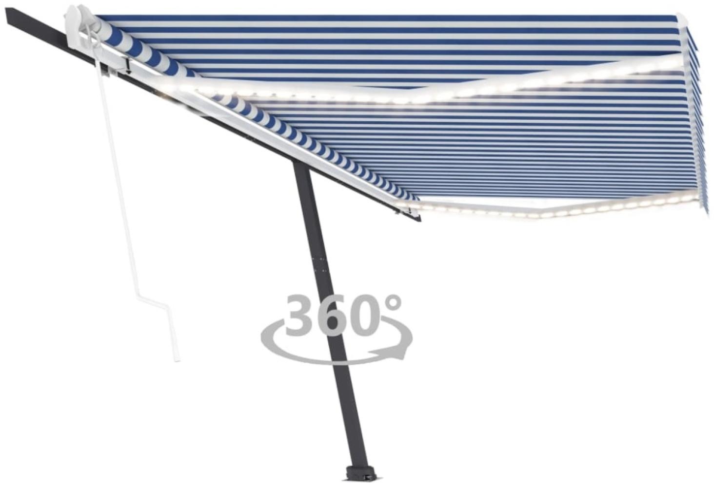 vidaXL Automatische Markise mit LED & Windsensor 500x350 cm Blau und Weiß Bild 1