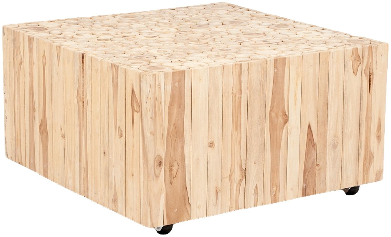 Teak Couchtisch EVA ca. 80x80cm Natural Massivholz Holzstücke Wohnzimmertisch Bild 1