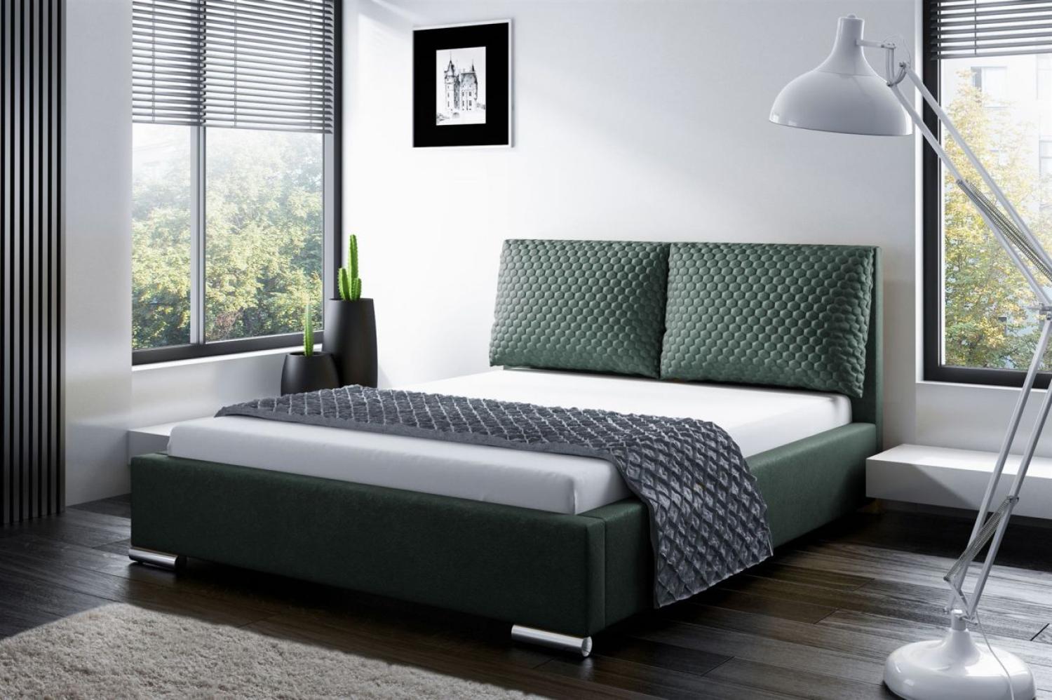 Polsterbett Bett Doppelbett GALENO 160x200 cm in Stoff Grün Bild 1