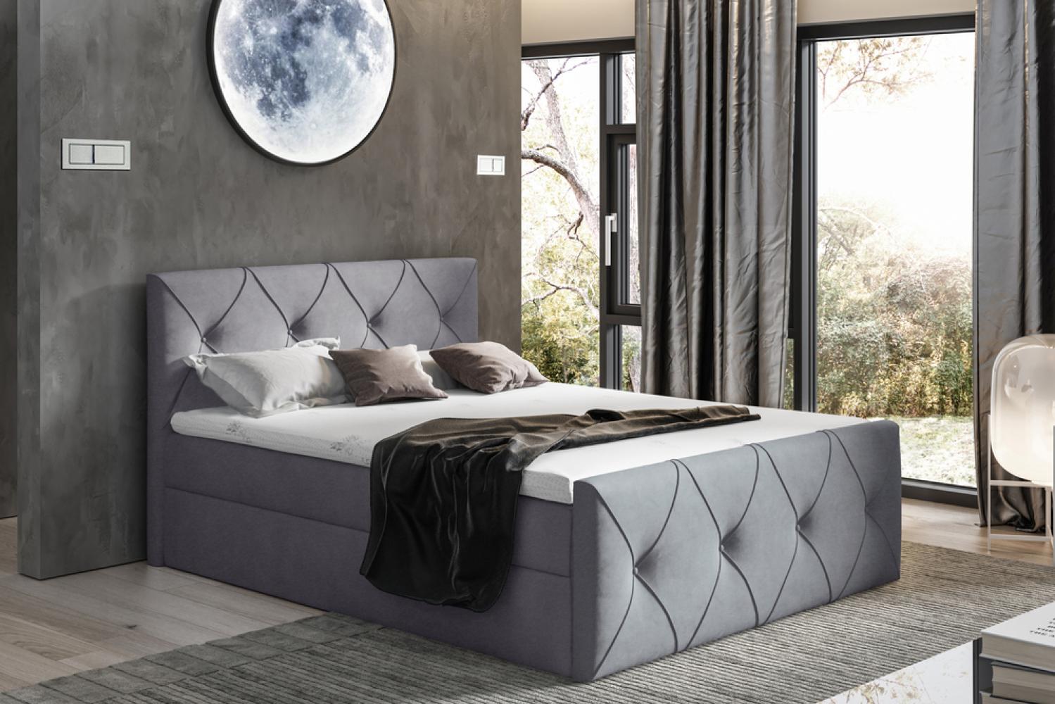 Stylefy 'Arian Lux' Boxspringbett, Velours  Dunkelgrau 200 x 200 cm Bild 1