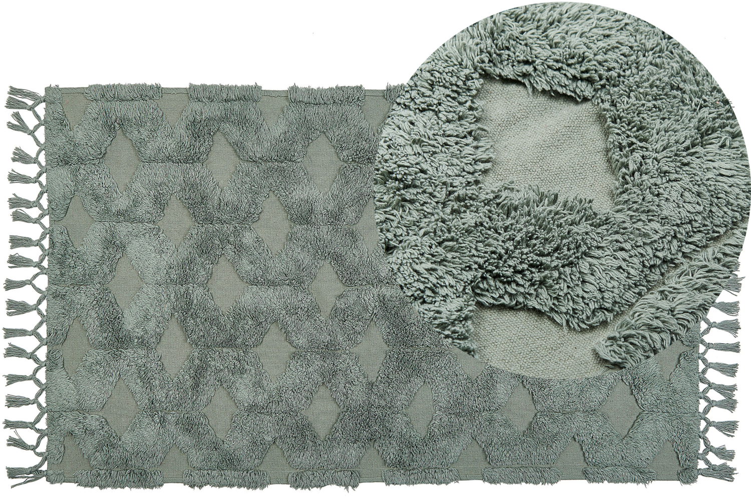 Teppich Baumwolle grün 80 x 150 cm geometrisches Muster Kurzflor KARS Bild 1