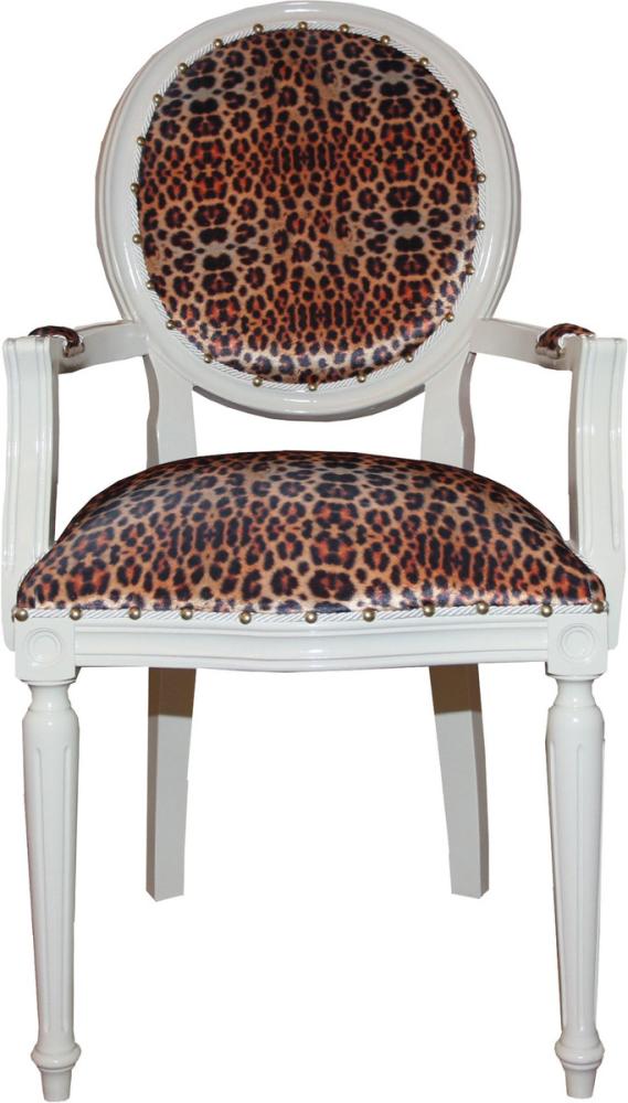 Casa Padrino Barock Esszimmer Stuhl mit Leopard / Creme Bild 1
