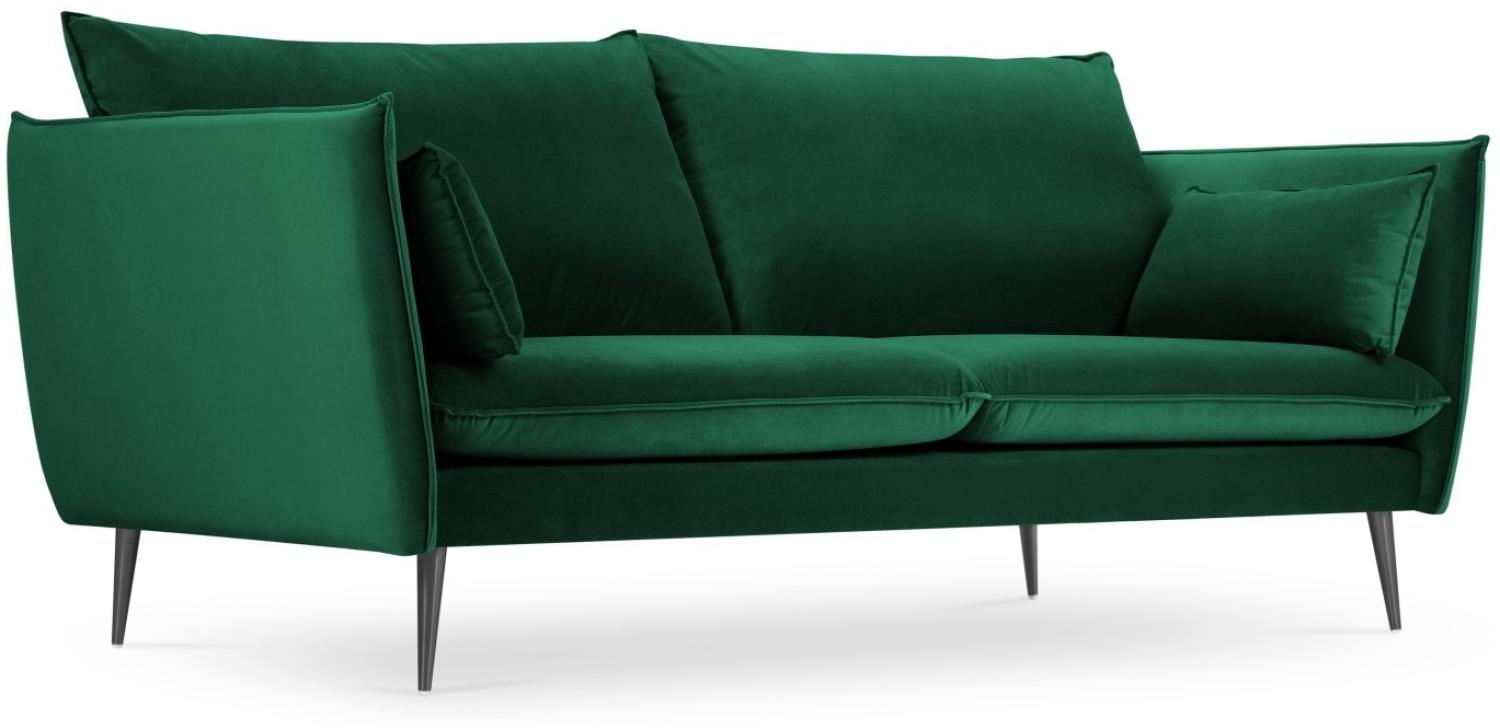 Micadoni 3-Sitzer Samtstoff Sofa Agate | Bezug Bottle Green | Beinfarbe Black Metal Bild 1