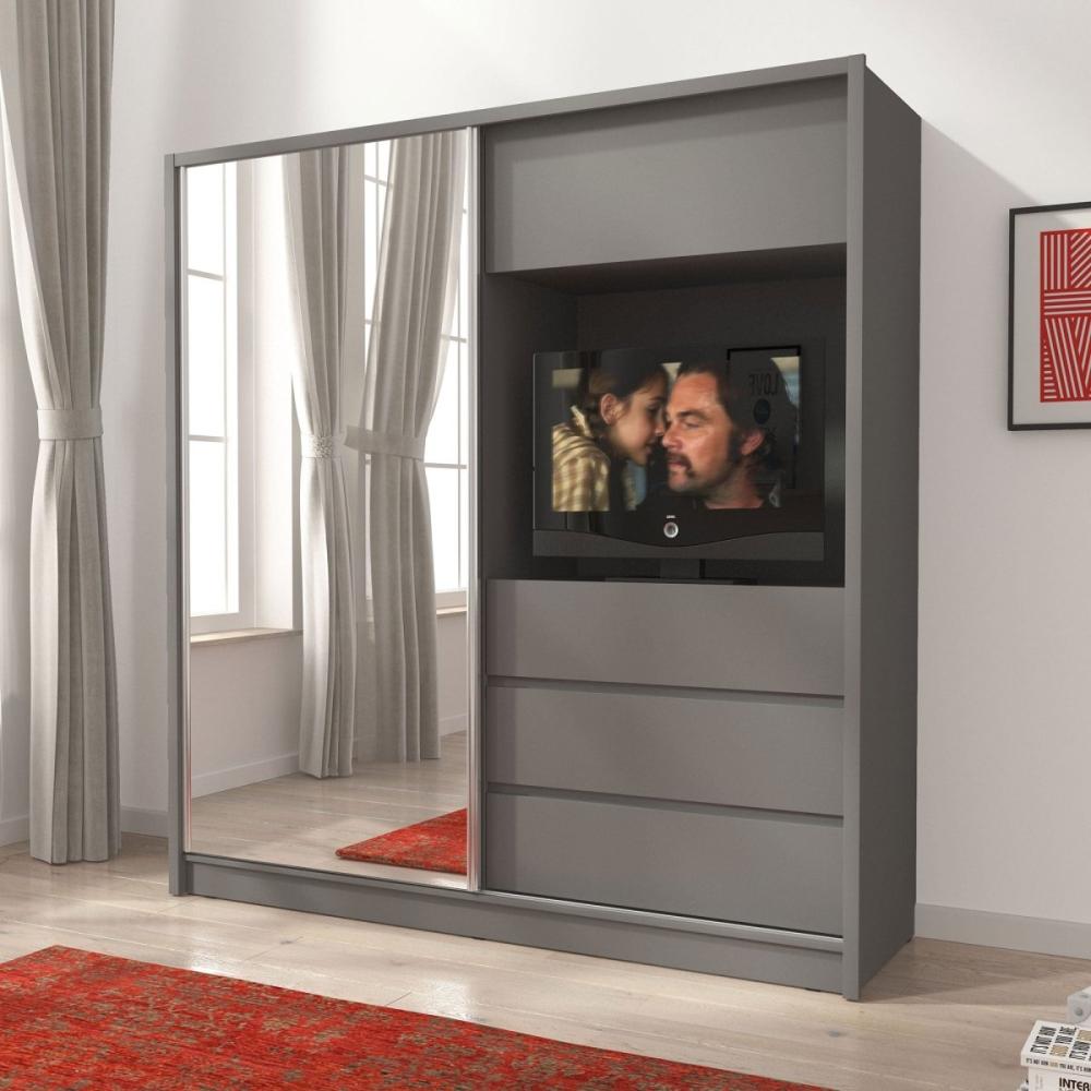 Designer Schrank Cosmo mit TV Vorrichtung Grau Bild 1