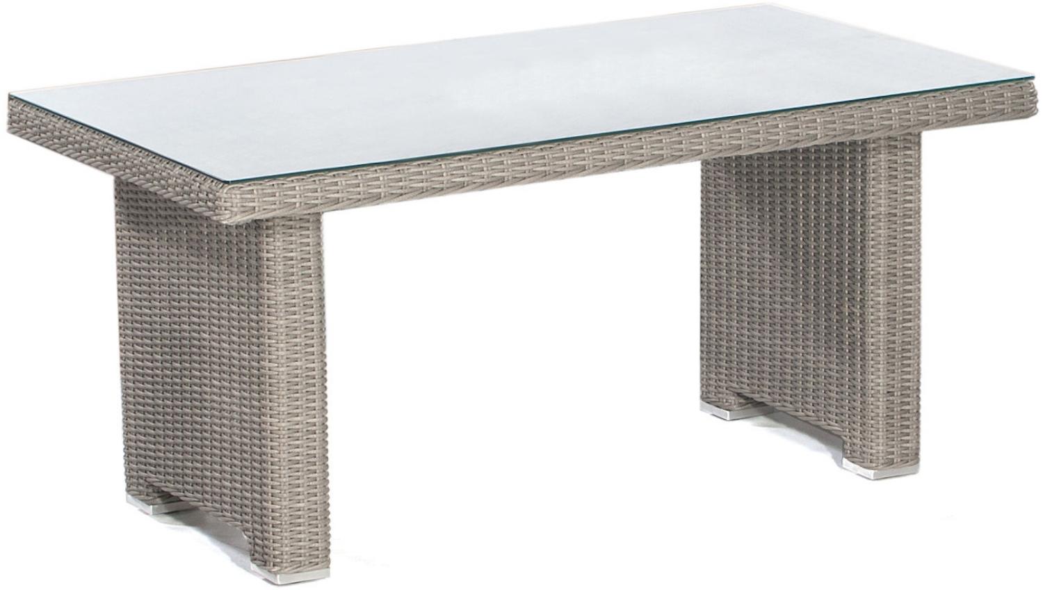 Sonnenpartner Dining-Tisch Residence 140x80 cm Aluminium mit Polyrattan stone-grey mit Glas Loungeti Bild 1