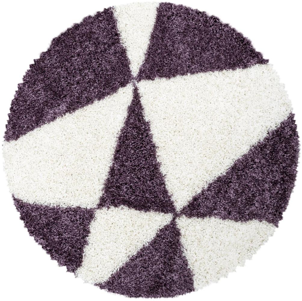 Hochflor Teppich Tarra rund - 200 cm Durchmesser - Lila Bild 1