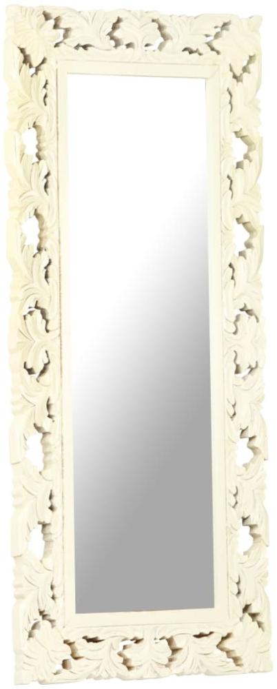 Spiegel Handgeschnitzt Weiß 110x50 cm Massivholz Mango Bild 1