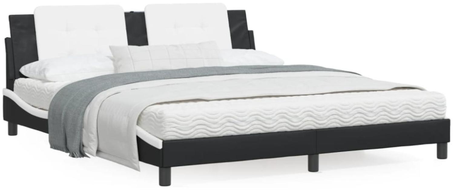 vidaXL Bett mit Matratze Schwarz und Weiß 180x200 cm Kunstleder Bild 1