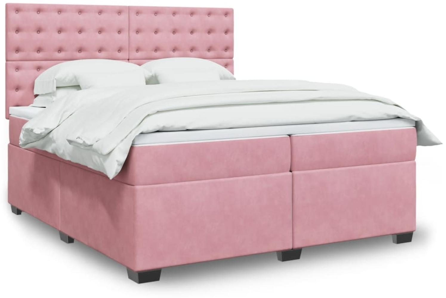 vidaXL Boxspringbett mit Matratze Rosa 200x200 cm Samt 3293319 Bild 1