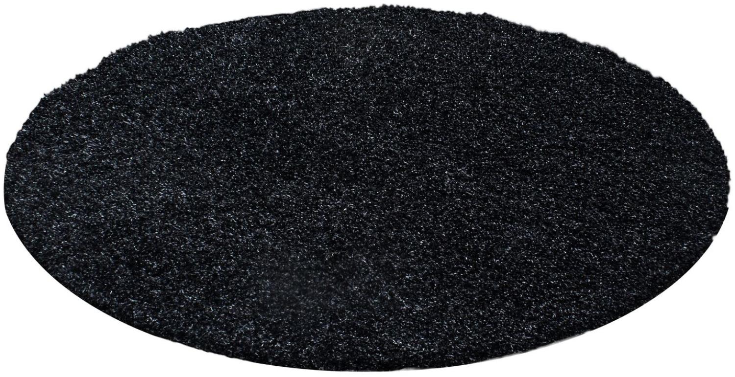 Hochflor Teppich Lux rund - 120 cm Durchmesser - Marineblau Bild 1